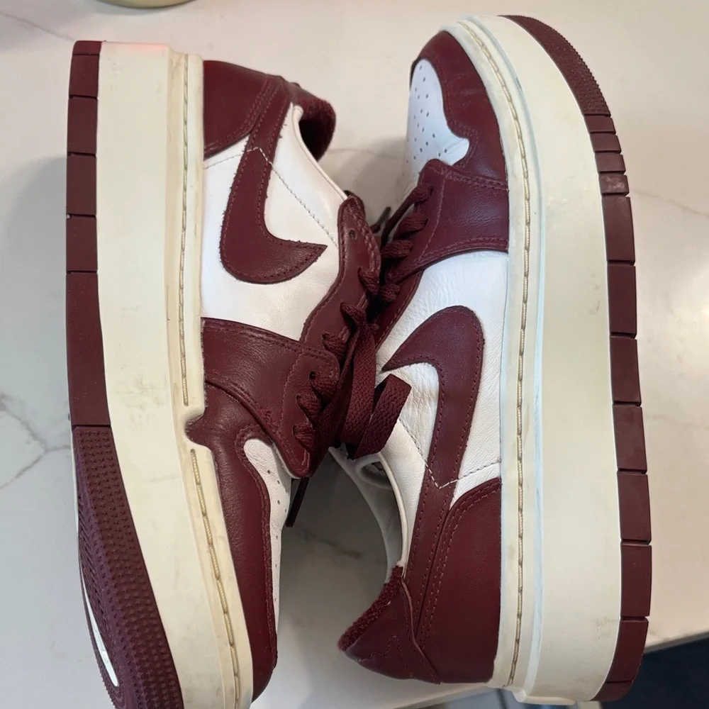 Men's Burgundy and White Sneakers